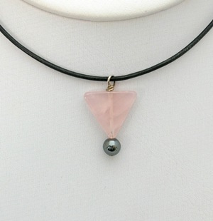 Rose Quartz Triangle Necklace